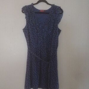 Elle Blue A-line Mini Dress with Flutter Sleeves and Scoop Neck